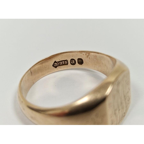 448 - Gent's 9ct gold signet ring, 8.5g approx.