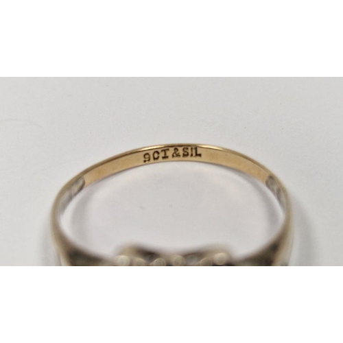 458 - Early 20th century 9ct gold, silver and paste set ring,1.8g total approx.