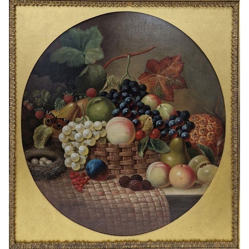 406 - Attributed to Eloise Harriet Stannard (1829-1915) 
 Oil on canvas
 Still life of fruit in basket wit... 