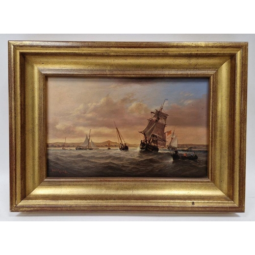 413 - Robert Moore (1905-1963)
  Oil on panel
 Pair of marine paintings depicting coastal scenes with scho... 