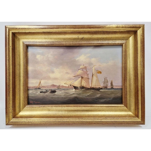 413 - Robert Moore (1905-1963)
  Oil on panel
 Pair of marine paintings depicting coastal scenes with scho... 