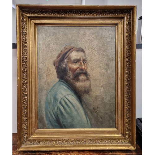 425 - 19th century Italian school (possibly Naples)
 Oil on canvas
 Portrait of an elderly bearded man wea... 