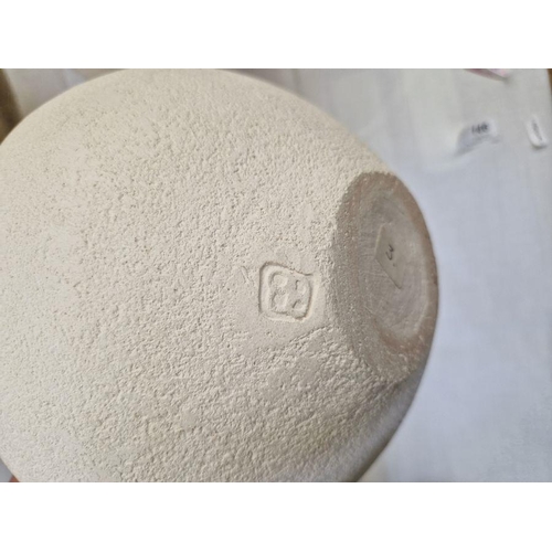 50A - Betty Blandino (1927-2011) Hand built white stoneware vessel of asymmetrical form with textured surf... 