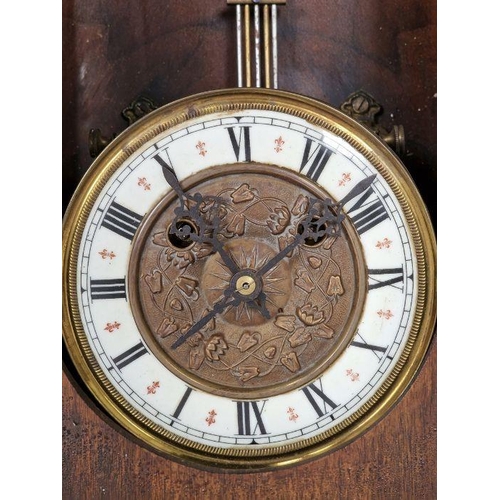 1002 - 20th century Vienna-style wall clock, the circular brass bordered dial with Roman numerals denoting ... 