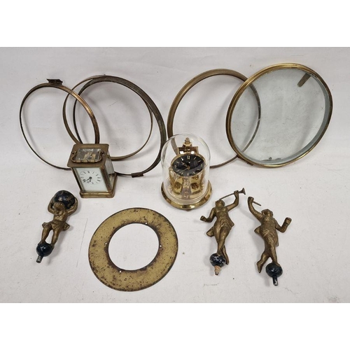 1007 - Quantity of clock related spares and repairs including an early 20th century brass cased carriage cl... 