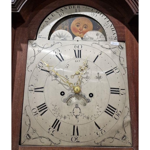 1024 - 19th century mahogany cased longcase clock, the silvered dial with Roman numerals denoting hours, wi... 