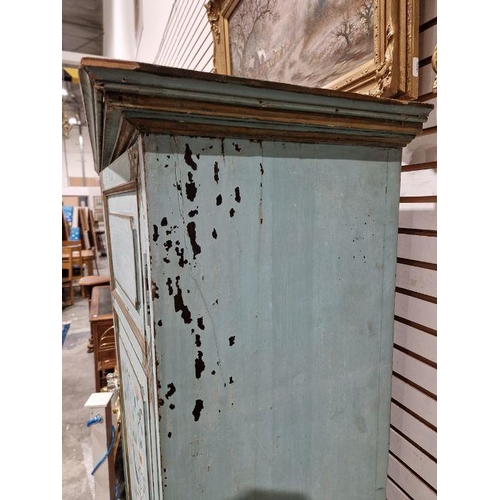 1218 - Late 19th/early 20th century two-door cupboard with painted decoration throughout in the aesthetic-m... 