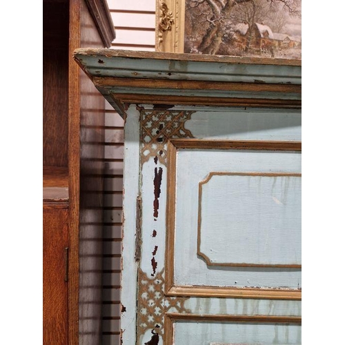 1218 - Late 19th/early 20th century two-door cupboard with painted decoration throughout in the aesthetic-m... 