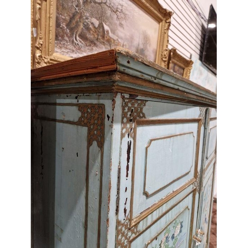 1218 - Late 19th/early 20th century two-door cupboard with painted decoration throughout in the aesthetic-m... 