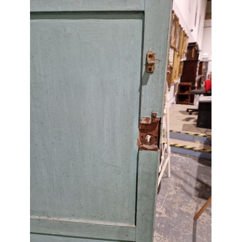 1218 - Late 19th/early 20th century two-door cupboard with painted decoration throughout in the aesthetic-m... 