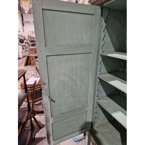 1218 - Late 19th/early 20th century two-door cupboard with painted decoration throughout in the aesthetic-m... 