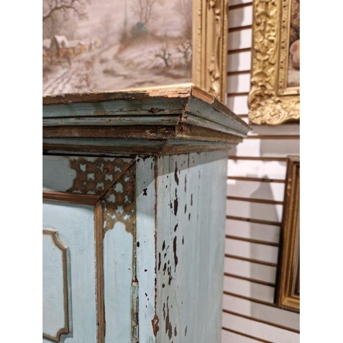 1218 - Late 19th/early 20th century two-door cupboard with painted decoration throughout in the aesthetic-m... 