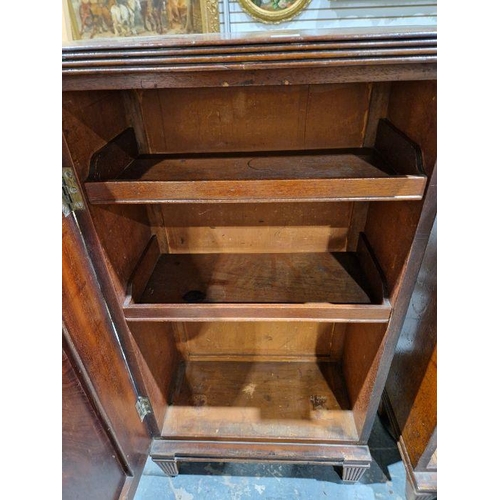 1221 - Pair of 19th century mahogany cabinets revived Georgian in style, each opening to reveal two fitted ... 