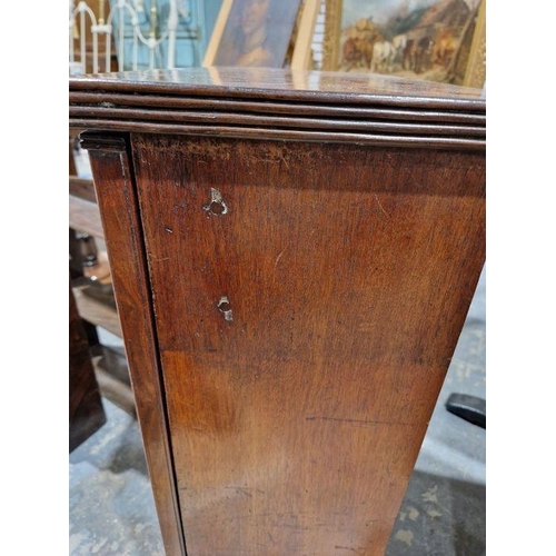 1221 - Pair of 19th century mahogany cabinets revived Georgian in style, each opening to reveal two fitted ... 