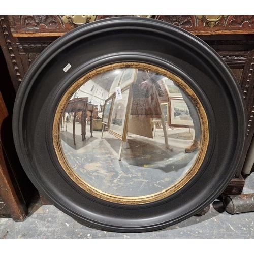 1240 - Large modern convex wall mirror mounted in a baroque frame, 74cm diameter