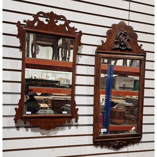 1243 - Two 19th century wall mirrors of Georgian style, both mounted in mahogany frames and of rectangular ... 