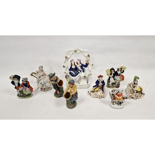 18 - Pair of Goebel pottery bookends in the form of seated piper and his girlfriend, pair of glazed potte... 