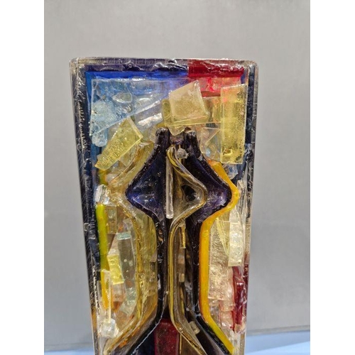 193 - Edwin Waymouth, 1960's, 'Block Sarco II' multi-coloured abstract acrylic form built of pieces, on ci... 