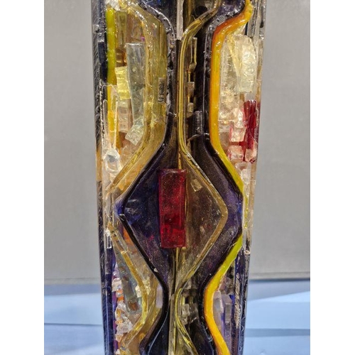 193 - Edwin Waymouth, 1960's, 'Block Sarco II' multi-coloured abstract acrylic form built of pieces, on ci... 