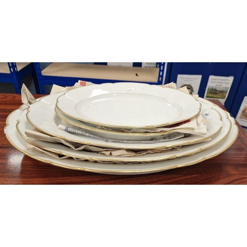 20 - 19th century Minton porcelain part wash and dinner service including five graduated oval meat dishes... 