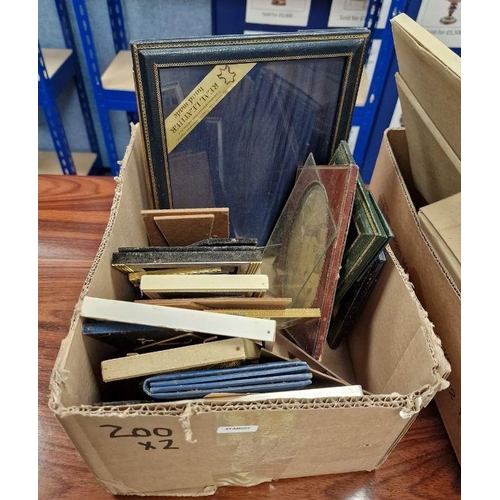 200 - Quantity of leather and other photograph frames including Fortnum & Mason leather folding four-apert... 