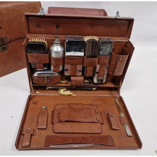 201 - Gent's leather folding travelling vanity case fitted with various items, a Lansdowne Luggage vintage... 