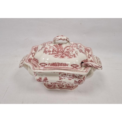 21 - Mason's ironstone two-handled tureen and cover 'Manchu' pattern, in underglaze red printed decoratio... 