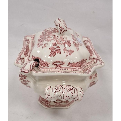 21 - Mason's ironstone two-handled tureen and cover 'Manchu' pattern, in underglaze red printed decoratio... 