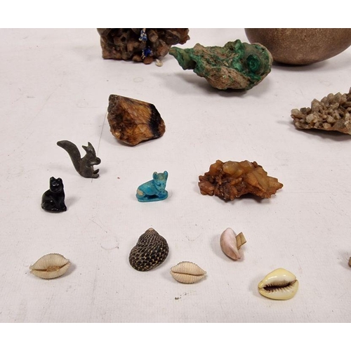 213 - Quantity crystals, shells and an emu egg