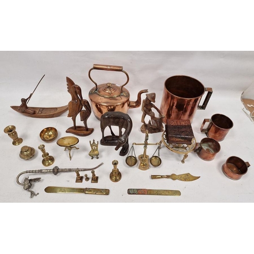 219 - Set of four Galt's copper measures viz:- one third of a pint, half pint and a gallon, a brass trivet... 