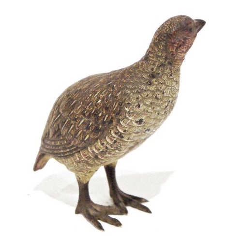 251 - Austrian cold painted bronze partridge, 14cm high x 9cm wide