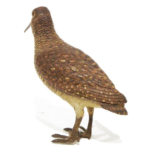 252 - Austrian cold painted bronze snipe, 14cm high x 18cm wide