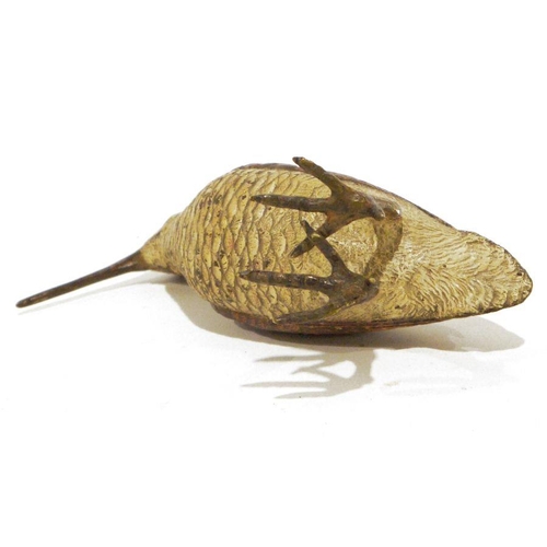 252 - Austrian cold painted bronze snipe, 14cm high x 18cm wide