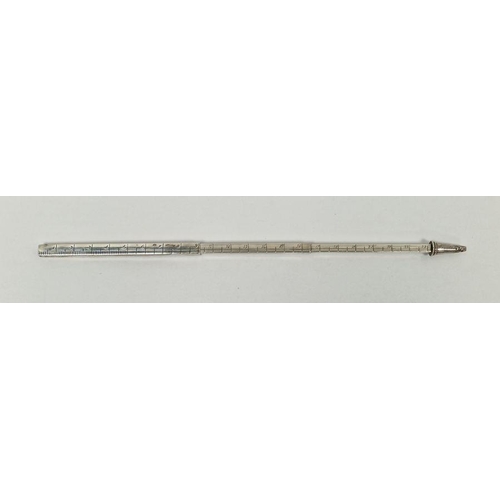 289 - 1920s silver propelling pencil with rule, 9inch and 23cm, 3 draw extending, Birmingham 1924 maker WS... 