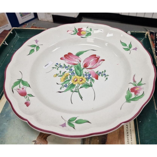 29 - French 'Luneville' pottery part service decorated with floral sprays including three graduated meat ... 