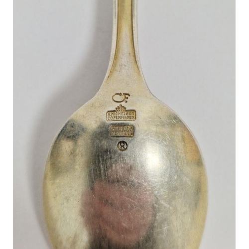 300 - Danish silver and enamel decorated teaspoon by A Michelsen, Copenhagen, 40.5g in weight