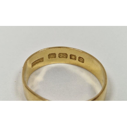 308 - Three 22ct gold wedding bands, combined weight approximately 12.4g