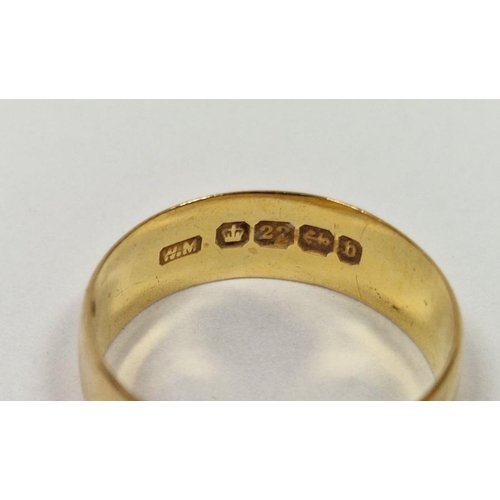 308 - Three 22ct gold wedding bands, combined weight approximately 12.4g