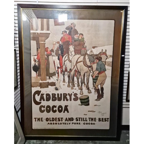 324 - After Cecil Aldin, a large Cadbury`s Cocoa advertising poster depicting a coach and figures outside ... 