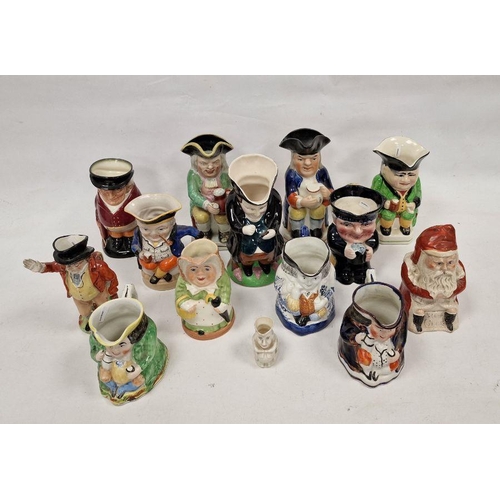 34 - Collection of 19th century and later Toby jugs, a figure of Mr Pickwick and a Father Christmas patte... 