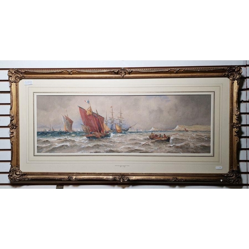 341 - Thomas Bush Hardy RA RBA (1842-1897)
 Watercolour
 Two marine scenes, sailing vessels off quayside w... 