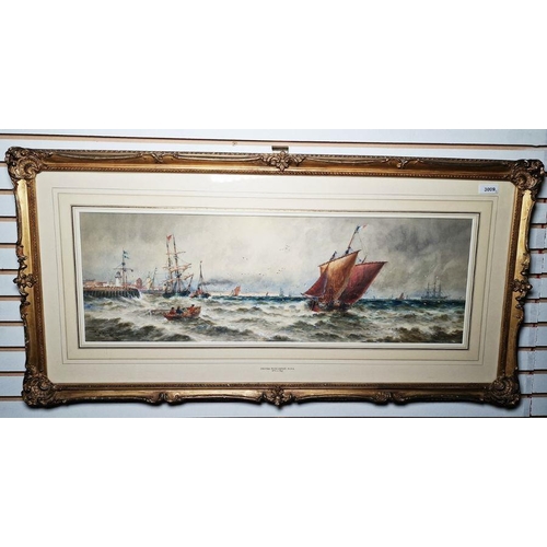 341 - Thomas Bush Hardy RA RBA (1842-1897)
 Watercolour
 Two marine scenes, sailing vessels off quayside w... 