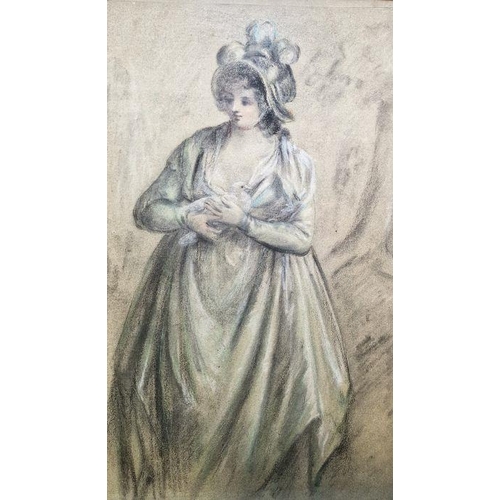 356 - Late 19th/early 20th century school
 Charcoal/pastel
 Study of a woman holding a dove, unsigned, fra... 