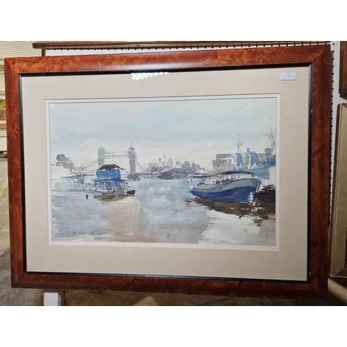 357 - Ian Ribbons (1924-2002)
 Watercolour drawing
 'Tower Bridge', view of Tower Bridge overlooking the T... 