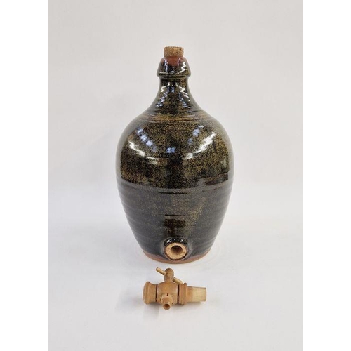 38 - Ray Finch (1914-2012) for Winchcombe Pottery, cider flagon with tap in tenmoku glaze, height 38cm