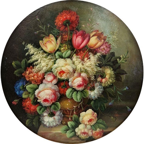 396 - Unnattributed (19th/20th century school)
 Oil on panel
 Pair of still lives depicting flowers in a v... 