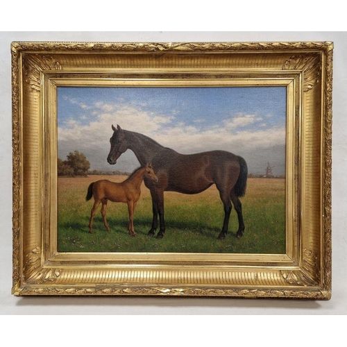 400 - Carl Henrik Bøgh (Danish 1827-1893)
 Oil on canvas
 Study of a mare and foal in field, signed and da... 