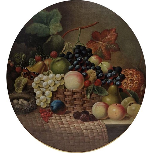 406 - Attributed to Eloise Harriet Stannard (1829-1915) 
 Oil on canvas
 Still life of fruit in basket wit... 