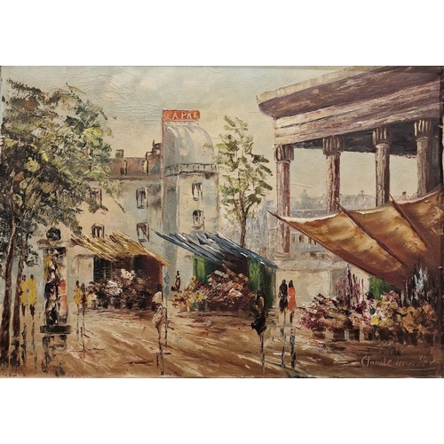 411 - Claude Montier (French, b.1900)
 Oil on canvas
 Parisian street scene, signed lower right, framed, 5... 