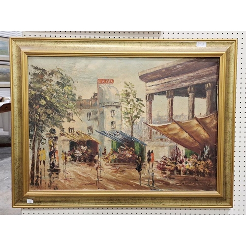 411 - Claude Montier (French, b.1900)
 Oil on canvas
 Parisian street scene, signed lower right, framed, 5... 